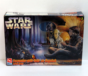 【玩具中古保管品】AMT：STAR WARS / スターウォーズ：情景 ジオラマ プラモデル ダゴバの出会い：ルーク・ヨーダ・R2-D2：組立途中 現状品