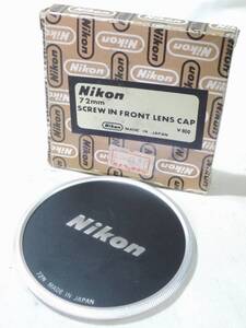 ニコン 72mm/ネジ込式/メタルキャップ/元箱付／Nikon 72mm SCREW IN FRONT LENS CAP w/Box