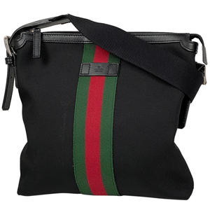 グッチ GUCCI シェリーライン ショルダーバッグ 斜め掛け ショルダーバッグ ナイロン ブラック 387111 メンズ 【中古】