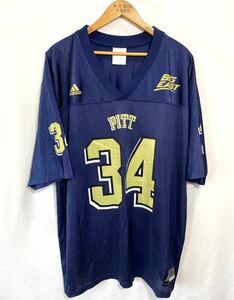 ■ adidas BIG EAST Pittsburgh Panthers #34 ユニフォーム Tシャツ シャツ 古着 アディダス カレッジ アメフト ネイビー サイズ2XL ■