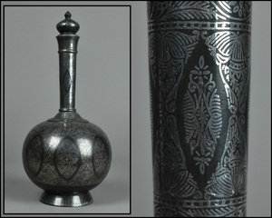 仏教美術 古銅 銀象嵌 水瓶 箱付 仏具 YH21-0930