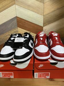 国内正規品 新品未使用 NIKE DUNK LOW RETRO BLACK WHITE PANDA SP university red 26.5cm ダンク ロー SB パンダ ホワイト ブラック 赤 黒