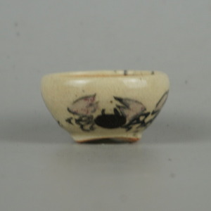 盆栽鉢 是好 矩 豆鉢 長辺 4.2cm 丸鉢 色絵 蟹 かに カニ ミニ鉢 観賞用 現品 新品