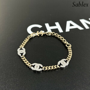 1円【未使用】シャネル CHANEL ココマーク B22V ブレスレット GP×ラインストーン シャンパンゴールド ゴールド レディース メンズ