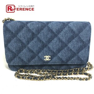 未使用 CHANEL シャネル AP0250 マトラッセ チェーンウォレット 斜め掛け 長財布 チェーンバッグ ショルダーバッグ ブルー【中古】