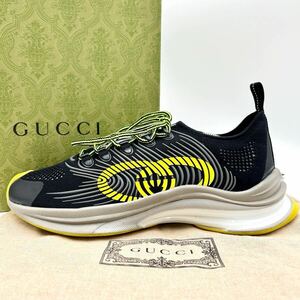 【未使用級】GUCCI RUN グッチ ラン メンズ ファブリックニット インターロッキング スニーカー シューズ 靴 スリッポン ブラック 28cm