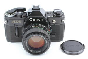 【美品　整備済】Canon AE-1 ブラック 35mm フィルムカメラ NEW FD 50mm f1.4 レンズ #1065