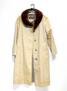 ▲(R701-H69) Aquascutum アクアスキュータム 英国製 ステンカラー ウエストベルト トレンチコート ロング ベージュ 100％COTTON