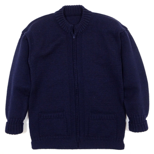 LE TRICOTEUR GUERNSEY ZIP CARDIGAN ル トリコチュール イギリス製 トラディショナル ガンジー ジップカーディガン 極美品 メンズS相当 紺