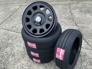 デイトナBK☆(SD-7)SD-K7 155/55R14 14インチ5J+42 4H100 タイヤホイール4本 軽自動車/箱バン/軽トラ