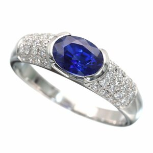 石奥から鮮やかブルーの煌めき Pt900 サファイア ダイヤモンド リング 6.2g S1.39ct D0.26ct 超美品 ★03B20