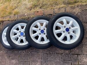 MINILITE アルミホイール タイヤ 155/65R14 England製 キャンパス 白 ホワイト オフセット+45