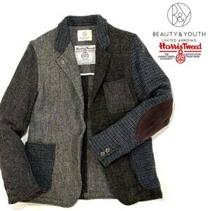 BEAUTY&YOUTH UNITEDARROWS Harris Tweed ハリスツイード コーデュロイ エルボーパッチ ワーク ジャケット(S)メンズ ブルゾン テーラード