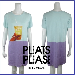 【美品】プリーツプリーズ イッセイミヤケ ニット ワンピース PLEATSPLEASE ISSEYMIYAKE ジュース チュニック ドレス 切替 JUICE 16SS