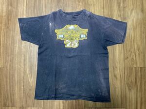 雰囲気抜群！70s HARLEY-DAVIDSON ハーレーダビッドソン Tシャツ 75th ビンテージ ネイビー サイズ良 XL☆90s 80s バイク スカル バンド