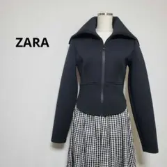 ZARA　ザラ　ポンチ素材ジップブルゾン　黒