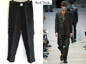 新品 定価32400円 Paul Smith ポールスミス メインライン 2016SS ミリタリー M-65 キュプラ カーゴパンツ S ブラック 黒 コレクション使用