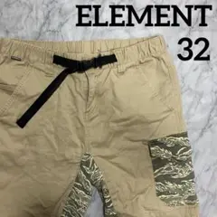 《ELEMENT》迷彩 カモフラ ベージュ 32 M ポケット ハーフパンツ