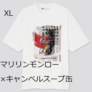 【送料無料】新品●XL.オーバーサイズ★アンディ・ウォーホル× 河村康輔 Tシャツ/マリリンモンロー×キャンベルスープ缶●白●ユニクロ/LL