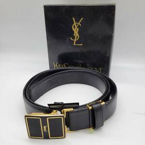 YVES SAINT LAURENT / ベルト ｜ イブサンローラン / 牛革 / 日本製 / ゴールド金具 / クロ / 穴なしベルト / メンズ / 男性用 / 箱付き