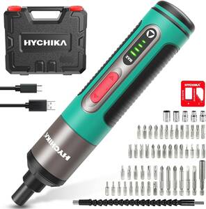  電動ドライバー HYCHIKA 充電式ドライバー 手動兼用ペン型ドライバーセット トルク調整 正逆回転切替 4つLEDライト付き 3.6V 2.0Ah USB Ty