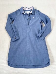 ★★美品　H&M 長袖シャツワンピース　ベルト付き　青紺ネイビー　サイズ１２０　★★