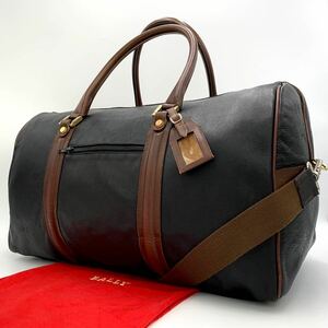 [希少 美品] Bally バリー イタリア製 シボ革 オールレザー 2way メンズ ビジネス ボストンバッグ 斜め掛け 大容量 通勤 旅行 ゴルフ 茶