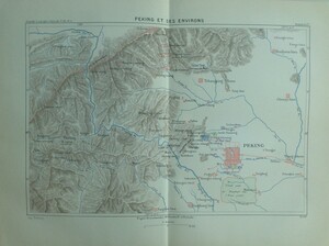 1882年 中国 北京周辺域の地図 オリジナル木版画