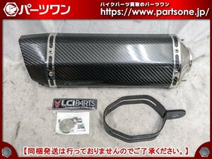 ●中古・美品●汎用 LCI PARTS ツインエンド カーボンマフラー 差込径60.5mm●[M]梱包●56427