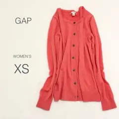 美品✨GAP ギャップ カーディガン 長袖 サーモンピンク ハイゲージ【XS】