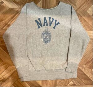 70s Champion リバースウィーブ　単色タグ　 NAVY染込プリント チャンピオン reverse weave Levi