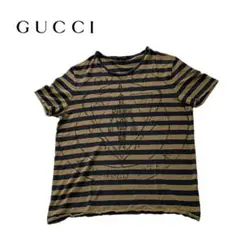 GUCCI グッチ Tシャツ ボーダー XLサイズ ネイビー×イエロー 春夏