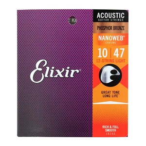 エリクサー ELIXIR 16152 ACOUSTIC NANOWEB PHOSPHOR BRONZE 12-String Light 10-47 12弦アコースティックギター弦