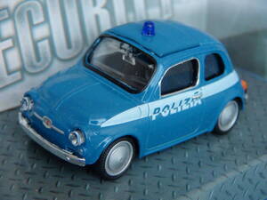 モンドモータース1/43フィアット500・POLIZIAイタリア警ら用ポリスカー青・美品/箱付・MONDO-MOTORS