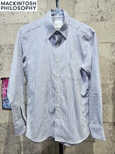 美品 マッキントッシュ フィロソフィー トロッター 長袖 ストライプ BDシャツ 36 MACKINTOSH PHILOSOPHY TROTTER