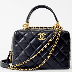 シャネル マトラッセ ミニボーリングバッグ2WAY ハンドバッグ ラムスキン AS4202 ブラック レディース ショルダーバッグ CHANEL 中古