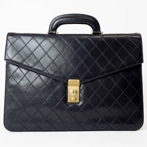 シャネル ピコローレ ビジネスバッグ ブラック メンズ レザー ブリーフケース レディース 0番台 CHANEL 中古