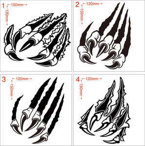  爪痕 爪傷・4(左) (4種中1点選択) カッティングステッカー 耐水・耐候 車やバイクのワンポイントやキズ隠しに