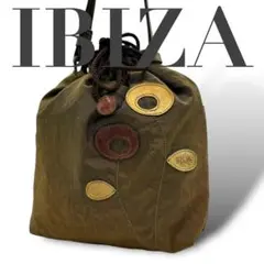 ✨美品✨　IBIZA イビザ　ショルダーバッグ　巾着　カーキ　斜め掛け