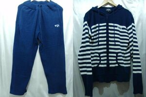 Billabong ビラボン MOLE KNIT セットアップ パーカー ボーダー サイズ L ブルー 白 メンズ トップス