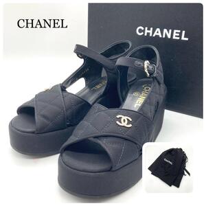 【極美品】CHANEL サンダル キルティング ココマーク ラインストーン 黒