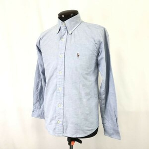 90s☆RALPH LAUREN/ラルフローレン☆YARMOUTH/長袖シャツ【メンズ15-32(S-M）lightblue/青】Vintage/コットン/Tops/Shirts◇cBH720