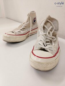 O865b [人気] CONVERSE コンバース スニーカー 24.5cm ホワイト×レッド ハイカット 153983C ChuckTaylorAllStar 1970’sHi | シューズ G