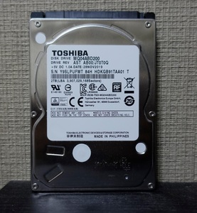 ■正常動作品■TOSHIBA製2.5inch AVコマンド対応HDD 2TB MQ04ABD200