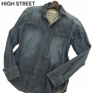 HIGH STREET ハイストリート 通年 USED加工★ 長袖 ウエスタン デニム シャツ Sz.S　メンズ　C4T02379_3#C