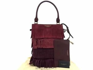 ■美品■ BURBERRY バーバリー スエード ハンドバッグ ワンハンドル トート レディース パープル系 BL4271