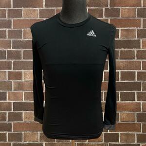 アディダス adidas【S】長袖 アンダーシャツ スポーツウェア トップス カットソー Tシャツ 黒 ブラック ロゴ