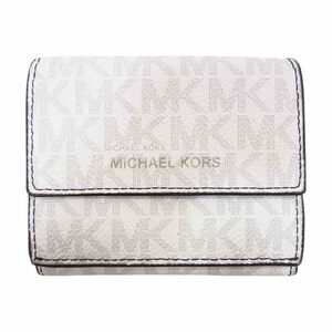 Michael Kors マイケルコース モノグラム 三つ折り財布 ウォレット ホワイト系【美品】【中古】