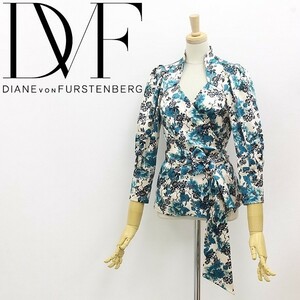 ◆DIANE von FURSTENBERG ダイアンフォン ファステンバーグ IRLAN WRAP シルク100％ 花柄 ラップ ブラウス トップス 0