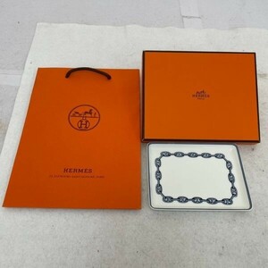 H709-O55-317 HERMES エルメス シェーヌダンクル スクエアプレート 皿 洋食器 箱/ショッパー付き 約縦12×横16×高さ1.5cm ⑦